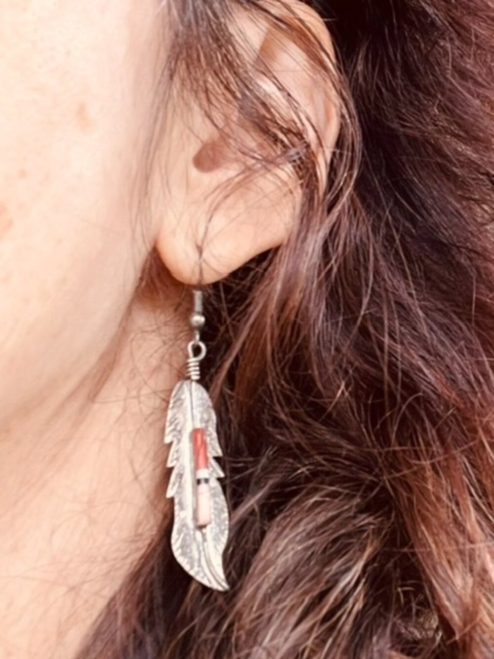 Silver Navajo nation earrings with beads
